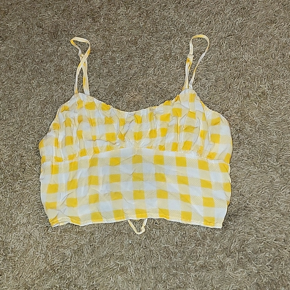 Yellow tie up crop top